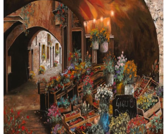 Vintage Guido Borelli Paint by Numbers Kit: Flower Market DIY Craft (16x20)