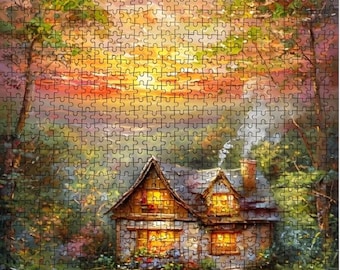Cottage in the Woods Jigsaw Puzzle: Oak Wood, 500 or 1000 Pieces