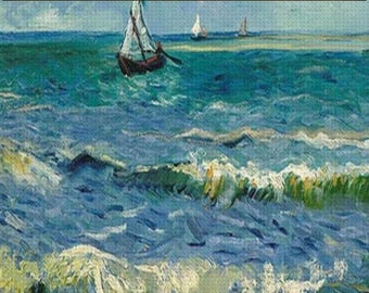 Van Gogh Seascape Diamond Art Kit, DIY Vintage Design (16x20, 20x28, 40x60)
