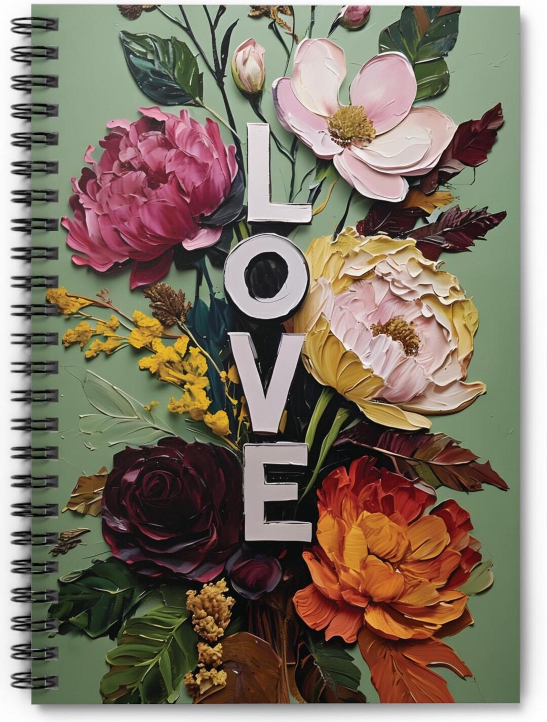 Love Flower Spiral Notebook: Floral Art, Ruled Line Paper - Etsy