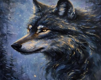 Wolf Paint by Number Kit, Majestic Wolf Head DIY Craft (16x20)