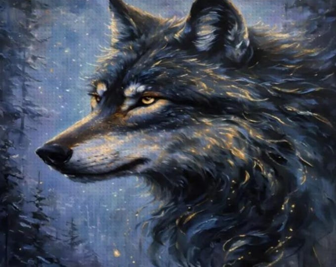Wolf Paint by Number Kit, Majestic Wolf Head DIY Craft (16x20)