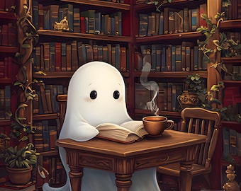 Ghost in Library Wooden Jigsaw Puzzle: Spooky Home Decor, 500/1000 Pieces
