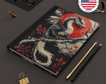 Dragon Hardcover Journal: Asian Vintage Oil Painting Notebook