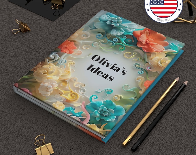 Personalized Floral Hardcover Journal: Vibrant Colors, Perforated Pages
