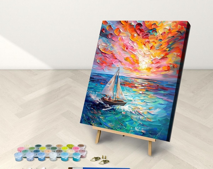 Sailboat Paint by Number Kit: Hawaii Ocean View, Framed Canvas (16x20)