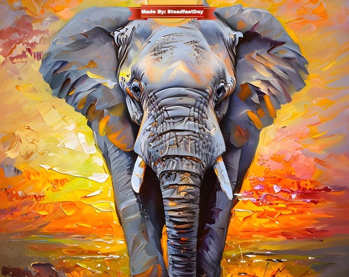 Paint by Numbers, Elephant, Paint by Number Kit, Painting of Elephant, Sunset, Painting by Numbers, Painting by Number, Includes Everything!