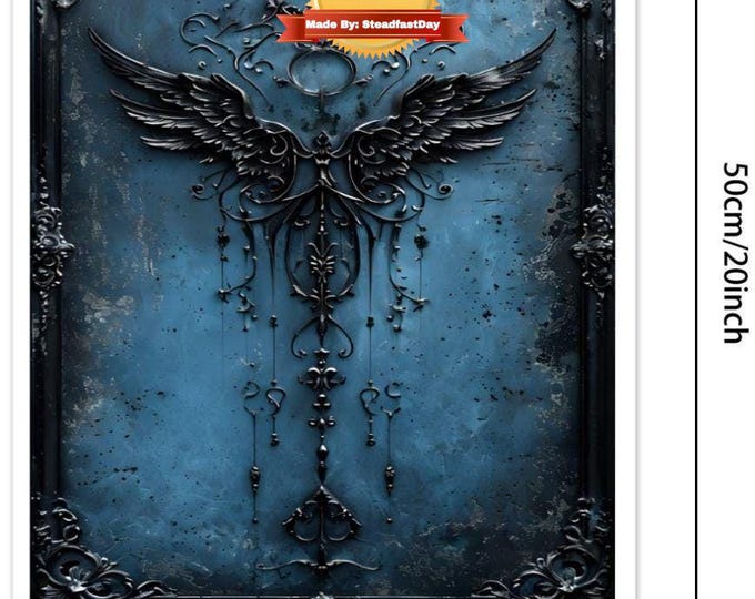 Gothic Angel Paint by Numbers Kit, Textured Blue Background, Framed Art Kit with Stand, DIY Painting, 2 Options, Color by Number, PBN