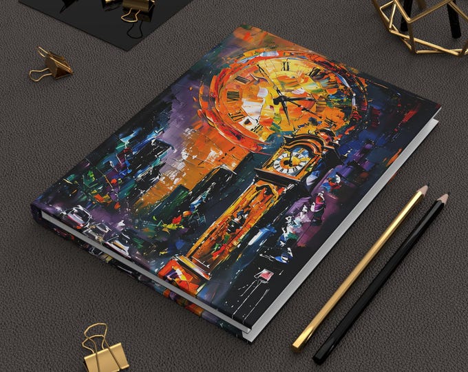 Time, Artistic Hardcover Journal with Vibrant Colors & Perforated Pages - Stylish Diary for Writers - Creatives, Unique Stationery Gift