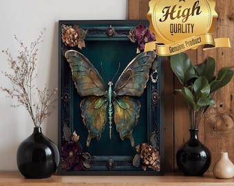 Butterfly Puzzle, Gothic Butterfly Jigsaw Puzzle, Vintage Butterfly Wall Art Puzzle, 500 or 1000 Piece Wooden Puzzle, Cottagecore Gift