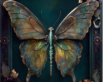 Butterfly Moth Paint by Numbers Kit: Floral Art, Framed Canvas (16x20")