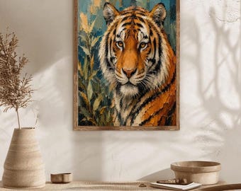 Tiger Diamond Painting Kit, Wildlife Big Cat Art, Jungle Animal Wall Décor Craft
