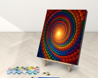 Hypnotic Spiral Paint by Numbers Kit: Framed or Frameless, 48 Colors