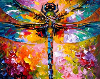Colorful Abstract Dragonfly Paint by Number Kit with Easel - Everything Included for DIY Painting - Great Holiday Gift for Adults
