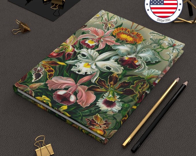 Antique Orchidae Hardcover Journal: Vintage Floral Notebook