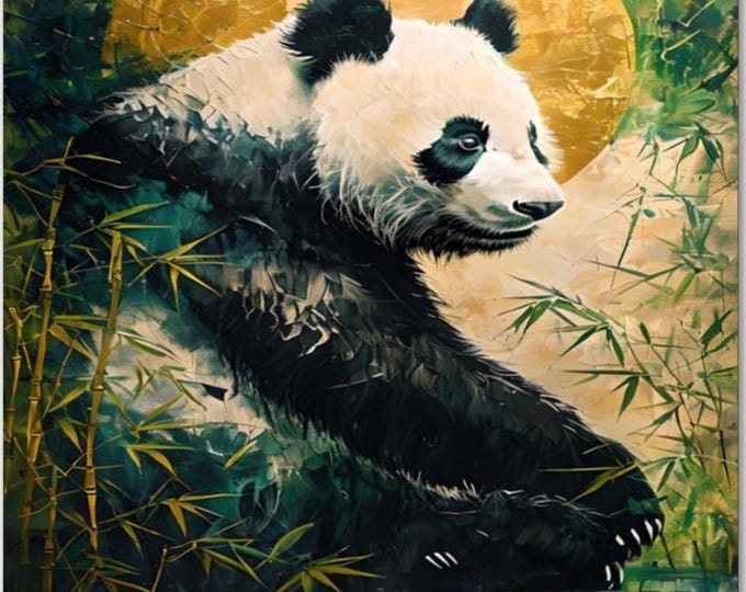 Panda Paint by Numbers Kit for Adults: Bamboo Riverside Scene