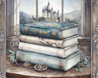 Steampunk Diamond Art Kit: Fantasy Book & Castle Design, 16"x20" Canvas