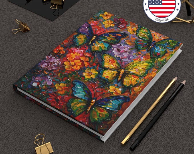Butterfly Oil Painting Hardcover Journal: Inspirational Art Notebook