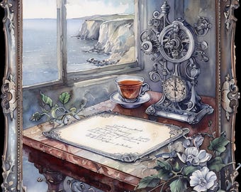 Steampunk Sea Cliff Diamond Painting Kit: 16"x20" Canvas Art