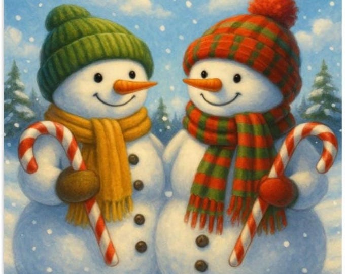 Snowman Candy Cane Diamond Painting Kit | Winter Holiday Craft