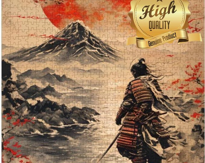 Samurai Warrior Wooden Jigsaw Puzzle: Mountain Sky View