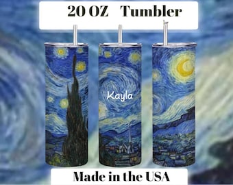Van Gogh Starry Night Tumbler: 20oz Stainless Steel Insulated Cup