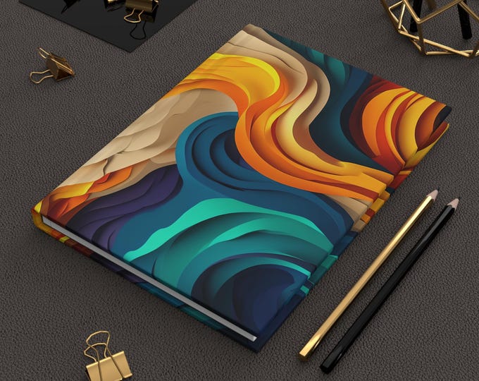 Vibrant Abstract Hardcover Journal, Colorful Writing Notebook, Artistic Diary for Gift Giving, School Notes, Creative Journal