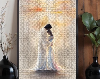 Oak Wood Jigsaw Puzzle: Heavenly Hug Christian Art - 500/1000 Piece