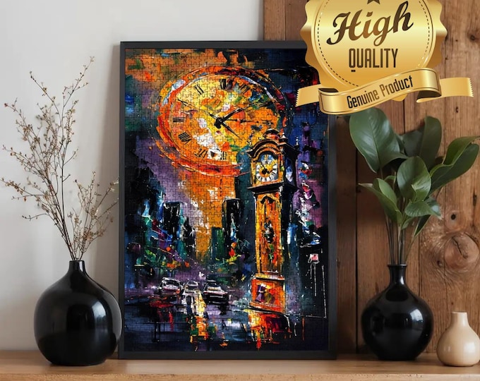 Clock Tower Cityscape Puzzle | 500 or 1000 Piece Wooden Art Puzzle for Adults