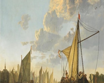 Nautical Paint by Numbers Kit: Aelbert Cuyp's Maas at Dordrecht, DIY Sailing Art (16x20)