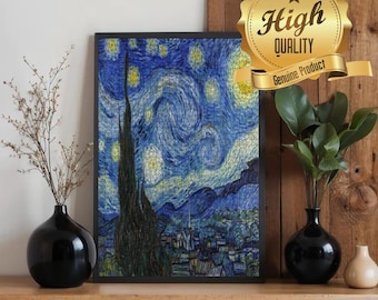 Van Gogh Starry Night Wood Puzzle – 500 or 1000 Pieces | Premium Oak Wood, UV Printed, Art Jigsaw