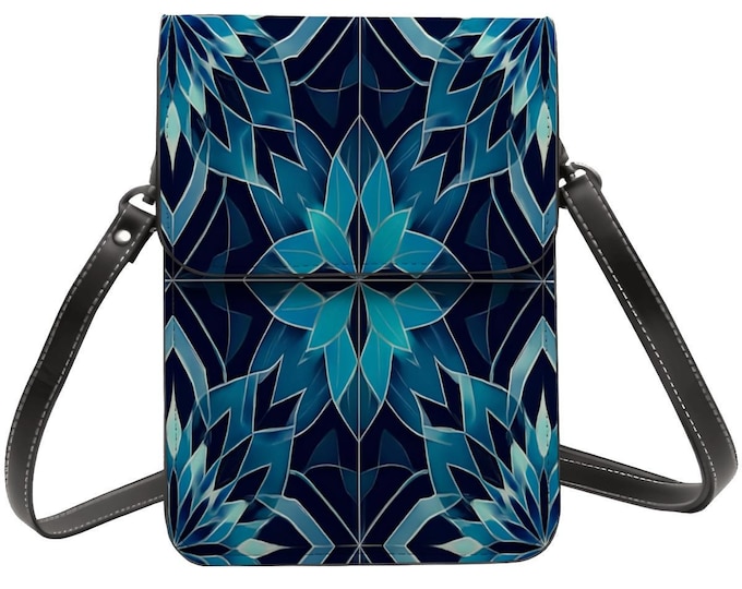 Geometric Star Leather Cell Phone Purse: Crossbody or Shoulder Bag