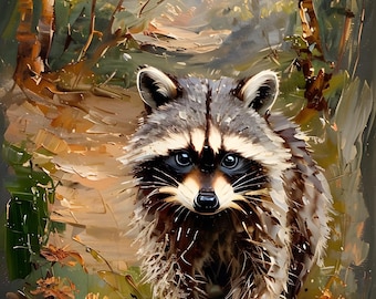 Raccoon in the Woods Paint by Numbers Kit: Framed DIY Art (16x20)