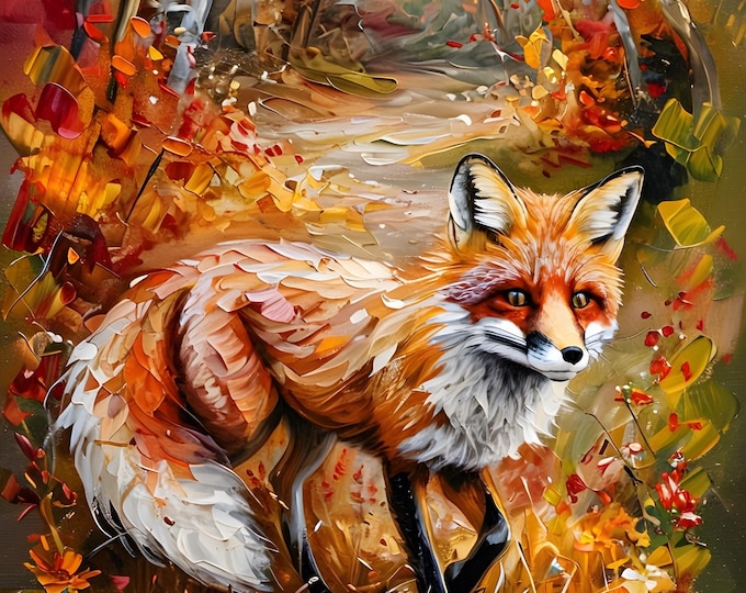 Fox in the Fall Paint by Numbers Kit for Adults: Framed DIY Wall Art