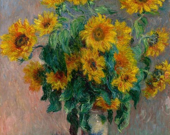 Vintage Sunflowers Diamond Painting Kit with Frame, Claude Monet Art, DIY Craft Set, High-Quality Materials, Large Canvas Art, Artistic Home