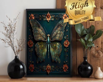 Mystical Butterfly Wooden Jigsaw Puzzle | Dark Floral Fantasy Art