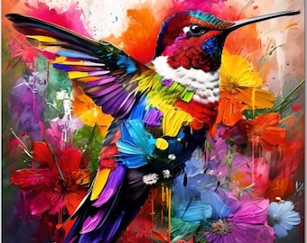 Hummingbird Paint by Numbers Kit: Framed Canvas Art, Brushes Included (16"x20")