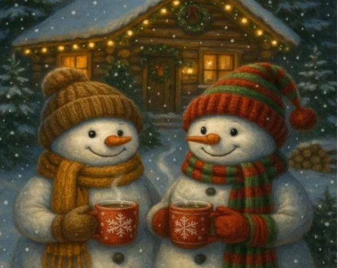 Cozy Snowman Diamond Painting Kit | Winter Cabin Holiday Craft | Christmas DIY Paint With Diamonds |