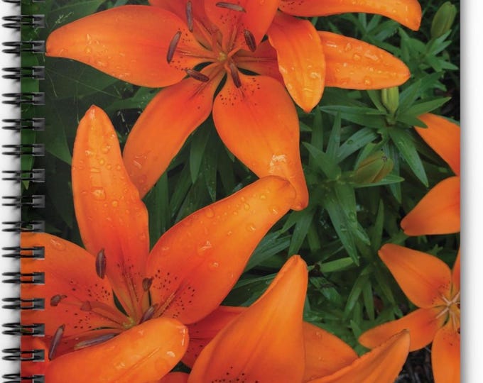 Beautiful Orange Lillies, Spiral Notebook - Ruled Line, Photo Notebook, Flower Journal, Gardener Notebook