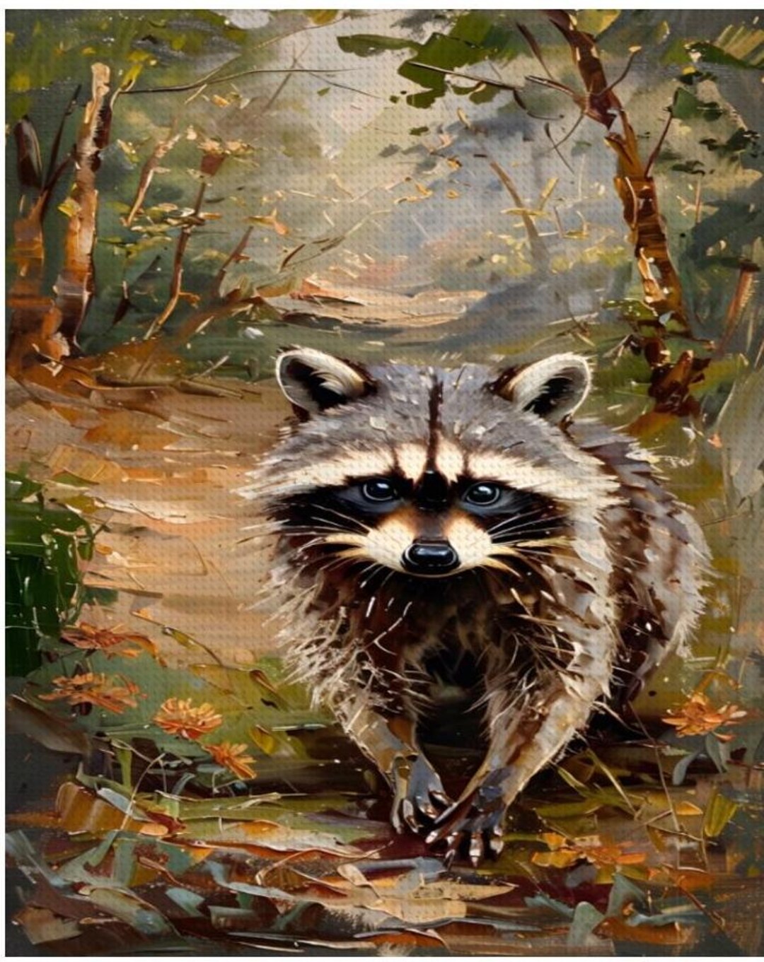 Rustic Raccoon Raccoon Diamond Painting Kit | Rustic Woodland DIY Art - Etsy