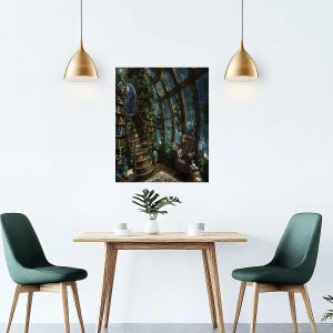 Dream Library Lounge Spaceship View, Diamond Art Painting Kit, Free Shipping, Space Window View, Garden Room, 16”x20”, Diamond Art on Canvas image 3