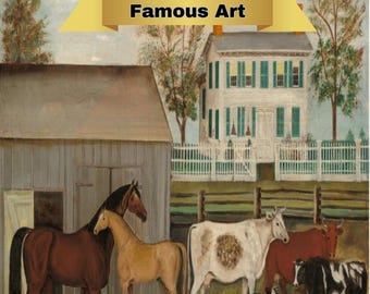 Vintage Art Animals Framed Paint by Numbers Kit for Adults with Stand - The Barnyard, Elegant Home Decor Kit, PBN