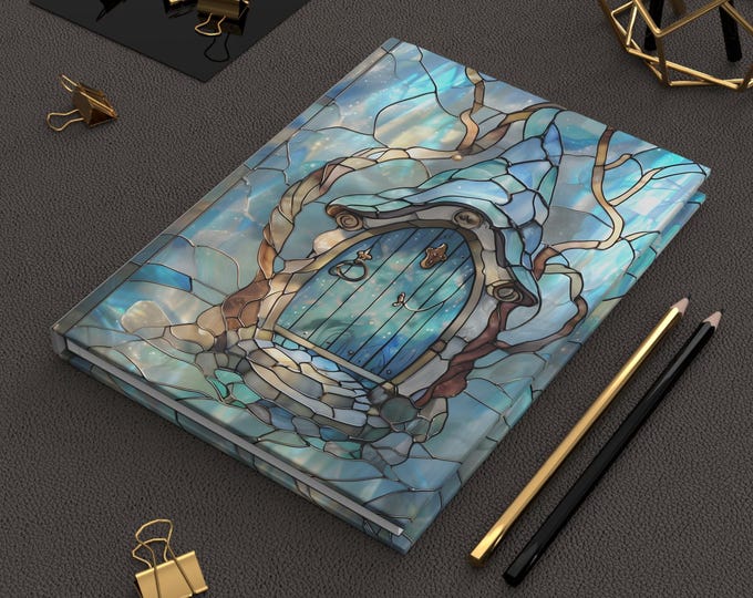 Whimsical Stained Glass Hardcover Journal, Nature Lover Gift, Creative Writing Notebook, Fairy Tale Inspired, Dream Journal, Unique Journal