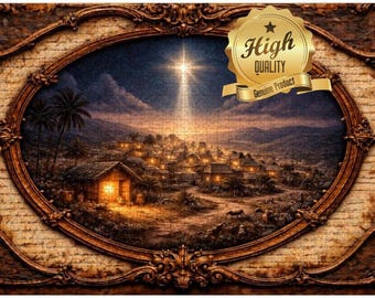 Wooden Nativity Scene Jigsaw Puzzle: Star Over Bethlehem Christmas Faith (500/1000 Pieces)
