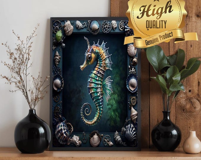 Fantasy Seahorse Wooden Jigsaw Puzzle | 500 or 1000 Piece Oak Wood Puzzle | Ocean Art Nautical Puzzle | Adult Puzzle Gift