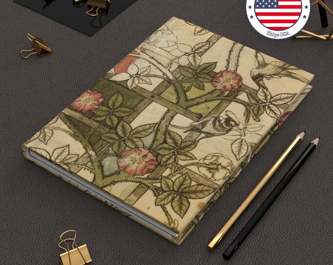 William Morris Floral Woodpecker Art Journal: Vintage Design Notebook, Hardcover Journal