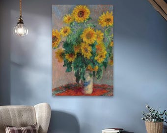 Sunflowers Diamond Painting Kit with Frame: Claude Monet Inspired DIY Craft