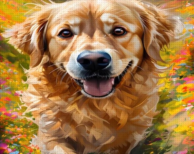 Golden Retriever Diamond Painting Kit - Complete Tool Set for DIY Home Decor Craft with Original Art Design