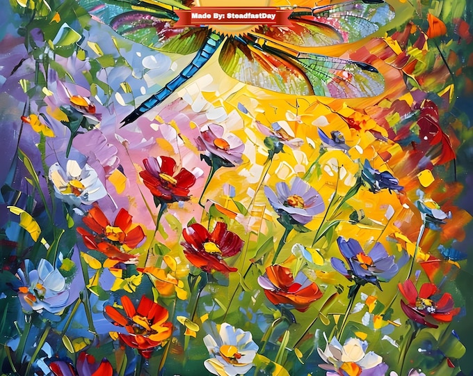 Paint by Numbers, Dragonfly, Wildflowers, Vibrant Design, Paint by Number Kit for Adults, Colorful Abstract Painting, Includes Everything!