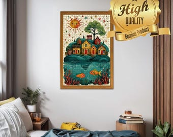 Whimsical Island Village Wooden Jigsaw Puzzle, 500/1000 Pieces, DIY Craft for Family Fun and Home Decor